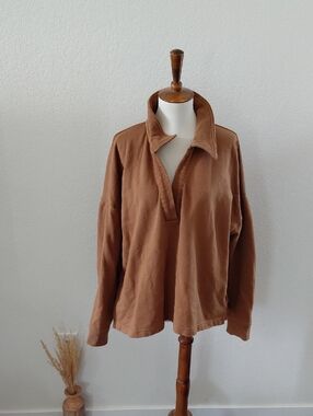 Madewell Cotton-Hemp Oversized Polo Sweatshirt